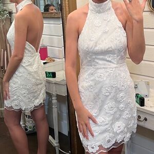 MILLY Harriet Floral Cascading Sequin Mini Dress - White